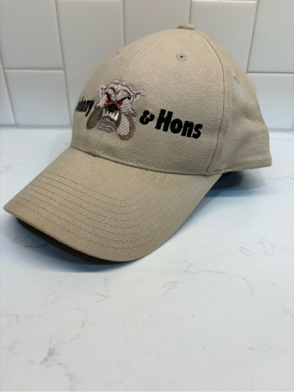 Vintage Johnny Hons Bulldog Baseball Cap Tan OTTO Strapback Golf Dad Hat Mens